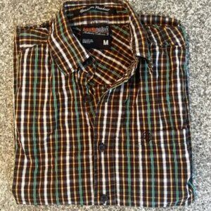 Vintage South Pole brown plaid button down shirt